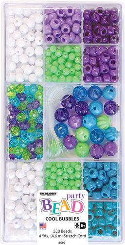 Cool Bubbles; 530 Beads - The Beadery 12 Compartment Bead Box - Beadery