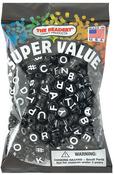 Black With White Lettering - The Beadery Alphabet Beads 10mm
