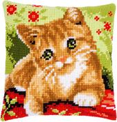 Sweet Kitten - Vervaco Stamped Cross Stitch Cushion Kit 16"X16"