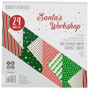 Santa's Workshop - Craft Perfect Double-Sided Cardstock 6"X6 24/Pkg