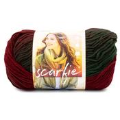 Deep Red/Dark Green - Lion Brand Scarfie Yarn