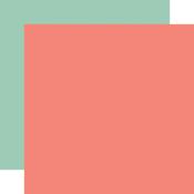 Coral / Mint Coordinating Solid Paper - Year In Review - Echo Park