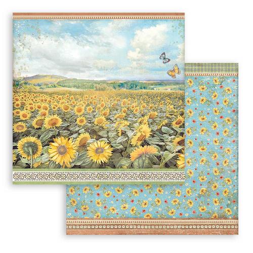 Sunflower with Leaves Stained Glass 12x12 Patterned Vinyl Sheet