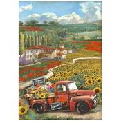 Vintage Car Rice Paper - Sunflower Art - Stamperia