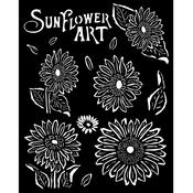 Sunflowers Stencil - Sunflower Art - Stamperia