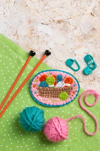 Knitting Basket Brooch Felt Craft Kit - Hawthorn Handmade - Felt Craft Kit