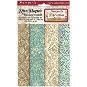 Christmas Greetings A6 Rice Paper Backgrounds Pack - Stamperia