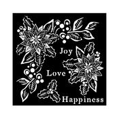 Christmas Joy, Love, Happiness - Stamperia Stencil 7"X7"