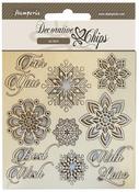 Snowflakes - Stamperia Decorative Chips 5.5"X5.5"
