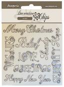 Christmas Writings - Stamperia Decorative Chips 5.5"X5.5"