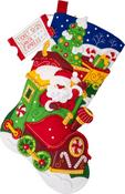 Santa's Peppermint Express - Bucilla Felt Stocking Applique Kit 18" Long