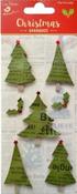 Kraft Tree - Little Birdie Christmas Sticker Embellishment 7/Pkg