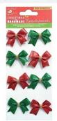 Festive Shimmer Bow - Little Birdie Christmas Glitter Sticker Embellishment 8/Pkg