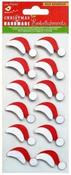 Santa Claus Hat - Little Birdie Christmas Glitter Sticker Embellishment 12/Pkg