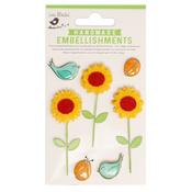 Sunflower Meadow - Little Birdie Resin Embellishments 7/Pkg