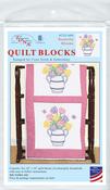 Beautiful Blooms - Jack Dempsey Stamped White Quilt Blocks 18"X18" 6/Pkg