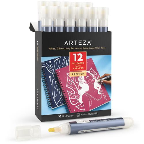 Arteza Permanent Markers, Black, Ultra Fine Tip - Set of 40