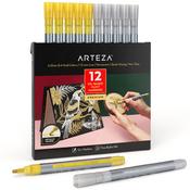 Metallic Silver & Gold Oil Based Markers - Set of 12 - Arteza