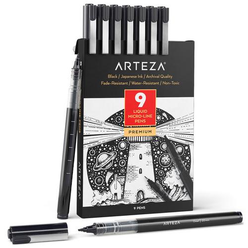 Arteza > Liquid Micro Line Pens, Black Japanese Ink, Assorted Nibs