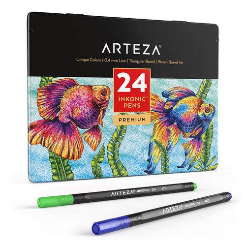 Liquid Micro Line Pens, Black Japanese Ink, Assorted Nibs - Set of 9 - Arteza