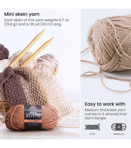 Dark Colors Mini Pack of 20 Worsted Acrylic Yarn - Arteza