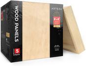 Wood Canvas Panels 8"x8" - Pack of 5 - Arteza