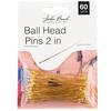 Silver - John Bead Ball Head Pins 2in  22ga (0.025) 60/Pkg