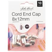 Silver - John Bead Cord End Cap 8x12mm 10/Pkg