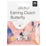 Silver - John Bead Earring Clutch Butterfly 6x3mm 20/Pkg