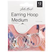 Silver - John Bead Earring Hoop Medium 25mm 12/Pkg