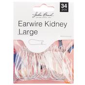 Silver - John Bead Earwire Kidney Large 33x15mm 34/Pkg
