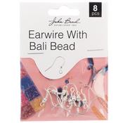 Silver - John Bead Earwire w/ Bali Bead 8/Pkg
