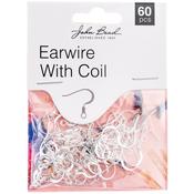 Silver - John Bead Earwire with Coil 60/Pkg