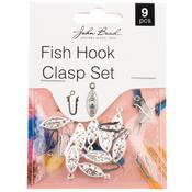 Silver - John Bead Fish Hook Clasp Set 6x20mm 9/Pkg
