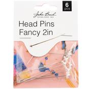 Silver - John Bead Head Pins Fancy 2in 6/Pkg