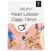 Gold - John Bead Heart Lobster Clasp 13mm 5/Pkg