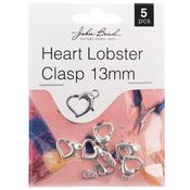 Silver - John Bead Heart Lobster Clasp 13mm 5/Pkg