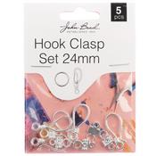 Silver - John Bead Hook Clasp Set 24mm 5/Pkg
