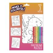 Dinosaurs Color Your Own Puzzle - Make It Colorful - American Crafts