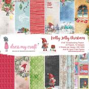 Holly Jolly Christmas, 12 Designs/2 Each - Dress My Craft Single-Sided Paper Pad 6"X6" 24/Pkg