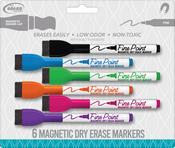 Assorted With Eraser - Board Dudes Magnetic Fine Tip Dry Erase Markers 6/Pkg