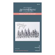 Seasons Greetings Evergreens Press Plate & Die Set Betterpress - Spellbinders