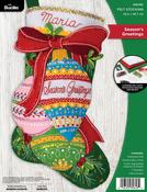 Season's Greetings - Bucilla Felt Stocking Applique Kit 18" Long