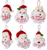 Holiday Greetings - Bucilla Felt Ornaments Applique Kit Set Of 6
