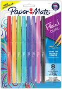 Assorted - Paper Mate Flair Dual Tip Pens 8/Pkg