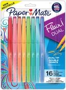Assorted - Paper Mate Flair Dual Tip Pens 16/Pkg