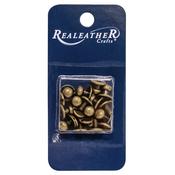 Antique Brass - Realeather Button Stud & Post 10/Pkg