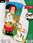Harvest Time Santa - Bucilla Felt Stocking Applique Kit 18" Long