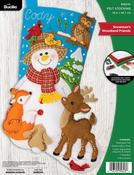 Snowman's Woodland Friends - Bucilla Felt Stocking Applique Kit 18" Long