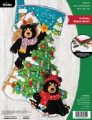 Holiday Black Bears - Bucilla Felt Stocking Applique Kit 18" Long